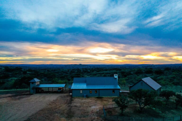Newly built home in Texas at dusk